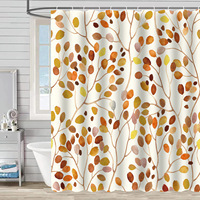 Rideau de douche en polyester Feuilles d'automne, résistant à la moisissure, séchage rapide, installation facile, ensemble de rideaux de douche personnalisable