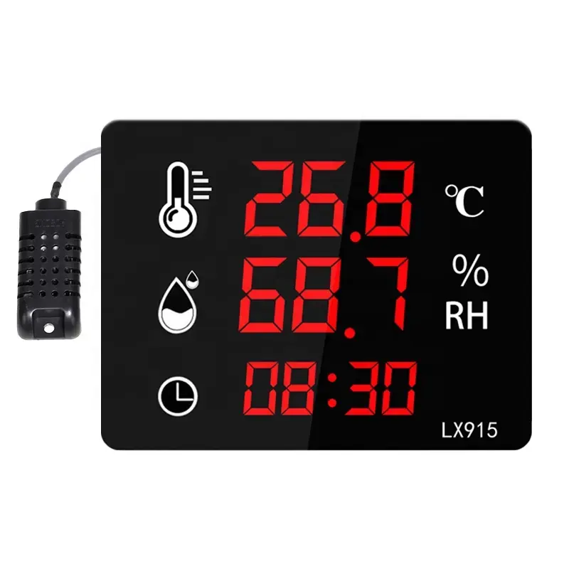 Industrial thermometer table digital temperature and humidity meter measurement indoor external probe