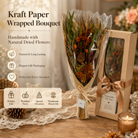 Bouquet de fleurs séchées botaniques naturelles, copeaux de bois, cône de pin, rustique, écologique, fait main, longue durée, Noël, fête des mères