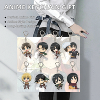 Dessin animé imprimé Q Version attaque Titan Anime figurines pendentif porte-clés UV imprimé acrylique Cosplay bijoux pour amis cadeau