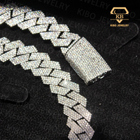 Rappeur glacé Hip Hop grand collier bijoux VVS argent 925 14mm lourd laboratoire cultivé Moissanite diamant cubain lien chaînes