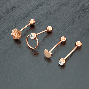 10 unids/set corazón Rosa lengua Piercing lengua anillo de acero inoxidable pezón anillo hélice Piercing lengua cuerpo joyería Barbell - Product Image 5