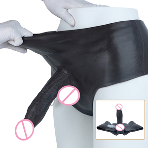 Dildo de silicona elástica con textura de piel realista, color piel/negro, con función de eyaculación, para lesbianas. - Product Image 4