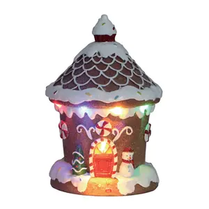 Custom Handgemaakte Led Linghting Ambachten Mooie Mini Rieten Brood Chocolade Cup Cake Kerstversiering Wafel Dak Hars Huis