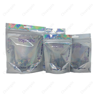 Logo personnalisé ECO holographique MINI stockage thermoscellé clair Mylar argent Laser emballage alimentaire fermeture à glissière sacs avec trou de suspension