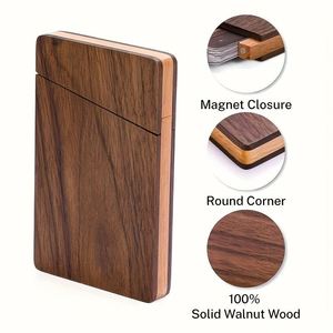 Boîte de rangement et porte-cartes de visite rectangulaire en bois massif exquis pour hommes et femmes, idéale pour cadeau d'affaires ou bureau - Product Image 2