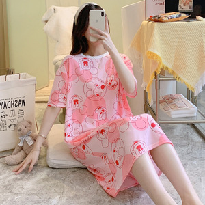 Robe de Nuit Pyjama Douce et Confortable Ample Grande Taille à Col Rond et Manches Courtes pour Femmes - Product Image 4