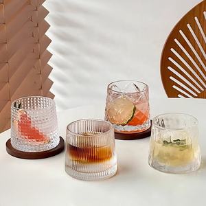 Vaso de <span class=keywords><strong>whisky</strong></span> de lujo con base pesada y rayas en relieve, posavasos de madera personalizado para bar, vasos para agua y <span class=keywords><strong>whisky</strong></span> - Product Image 4