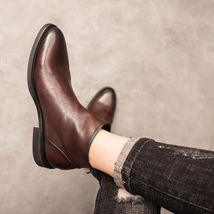 Bottes Chelsea montantes pour hommes, style mode, en cuir véritable fait main, respirantes, classiques et officielles - Product Image 1