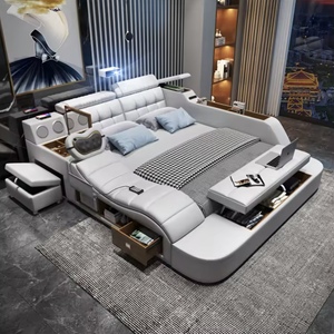 <span class=keywords><strong>Lit</strong></span> intelligent multifonctionnel moderne FYZK avec fonction de massage, <span class=keywords><strong>lit</strong></span> en cuir et tissu tatami taille <span class=keywords><strong>king</strong></span>, meubles de chambre à coucher avec rangement - Product Image 5