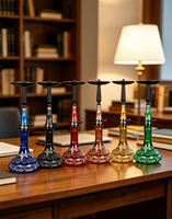 Chicha de luxe grande taille en alliage d'aluminium, finition miroir, portable, écologique, accessoires pour fumeurs - Coffret cadeau inclus