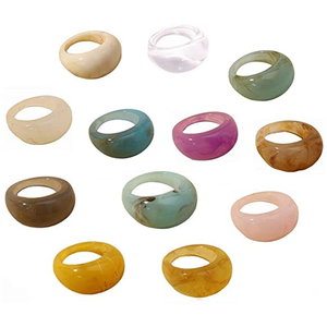 Anillos de resina coloridos para nudillos de cúpula gruesa, anillo de articulación apilable para dedo, acrílico transparente, Retro, joyería Vintage para fiesta - Product Image 1