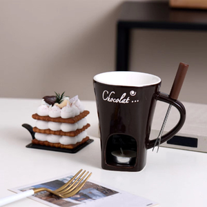 Taza de Cerámica Europea con Tenedor - Taza Única para Derretir Chocolate y Queso con Función de Calentamiento para Amantes de la Comida - Product Image 6