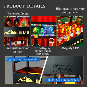 Bar Logo personnalisé Trois niveaux Led Wine Champagne Rack LED Whisky Porte-bouteille Glorifier LED VIP Chariot à vin pour boîte de nuit - Product Image 6