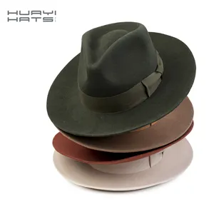 HUAYI-sombreros de lana con visera ancha para hombre y mujer, sombreros Unisex, estilo australiano, 100 puro, color Beige