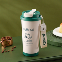 Gobelet à café Snoopys 500 ml en acier inoxydable 316 à double paroi, isolé sous vide, tasse de voyage portable