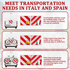 Panneau de signalisation routière réfléchissant personnalisé Espagne Italie Allemagne, arrière, 50 <span class=keywords><strong>x</strong></span> 50 cm, porte-vélo avec 4 câbles de tension, panneaux de sécurité - Product Image 6