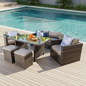 Conjunto de Sofá de Vime Moderno para Exterior <span class=keywords><strong>2026</strong></span>, Design à Prova d'Água para Uso em Parques e Jardins, Resistente a UV - Product Image 1