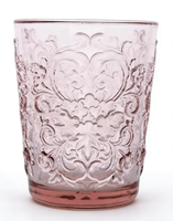 Gelas Tumbler Kaca Vintage Elegan Bermotif Bunga Besar, Warna Solid, Tekstur Tekan, untuk Minuman Air Es, Cocok untuk Musim Semi dan Musim Panas