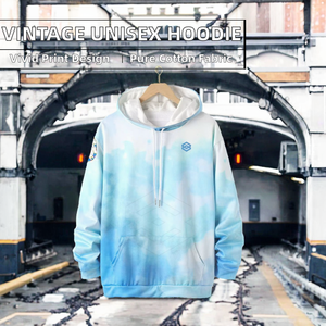 Sweat à capuche unisexe vintage basique, écologique, de haute qualité, 100 % coton, thermique, à épaules tombantes, avec logo personnalisé, en molleton bouclette - Product Image 2