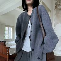 Cardigan en cachemire tricoté minimaliste personnalisé pour l'automne et l'hiver, pull décontracté Joker
