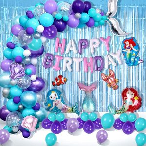 Kit di Palloncini ad Arco con Tema Sirena, Decorazioni per Feste di <span class=keywords><strong>Compleanno</strong></span> per Ragazze, Accessori per Feste a Tema La Sirenetta - Product Image 1