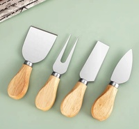 Couteau à fromage en acier inoxydable, couteau à beurre, couteau à fromage, ensemble de couteaux à manche en bois, petits outils de cuisine multifonctionnels pour la pâtisserie