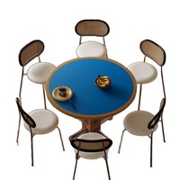 Table à manger en bois style nordique Bauhaus à pois avec pieds en métal et plateau en bois massif pour petits appartements et locataires