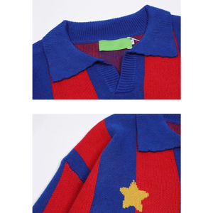 Maglione Personalizzato con Logo, Colletto a Polo a Righe, Ricamo, <span class=keywords><strong>Jacquard</strong></span>, <span class=keywords><strong>Maglia</strong></span> da Calcio Lavorata a <span class=keywords><strong>Maglia</strong></span> per l'Inverno - Product Image 3