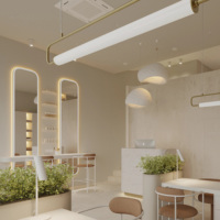 Chaise de beauté sur mesure simple, étagères et miroirs décoratifs de salon, éclairage LED, design de salon de beauté, comptoir personnalisé, directement de l'usine