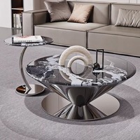 Ensemble de table basse flottante moderne et simple de luxe pour petits appartements à usage domestique avec motif circulaire en marbre