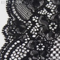 Großhandelspreis 22cm Zarte Schwarze Blumen-Stretchspitze Nähzubehör für Kleidung Nylon-Spandex-Material für Damen