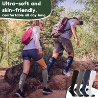 Chaussettes de compression montantes en fibre de bambou premium, anti-humidité, avec talon et bout renforcés, large bord de manchette, pour la course à pied