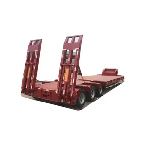 High Quality 3 axles Low flat bed trailer 30ton 40 ton flat bed trailer low bed semi trailer