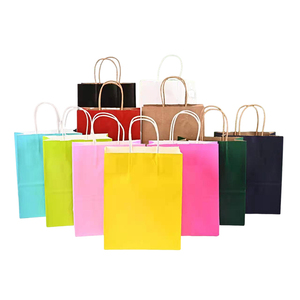 Sac en papier kraft personnalisé avec poignée en papier blanc et noir recyclé, sac de shopping avec votre propre logo - Product Image 1