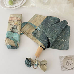 Paraguas Personalizado con Impresión Digital, Protección UV, MOQ Bajo, OEM/ODM, Diseño de Chica <span class=keywords><strong>Ballena</strong></span>, Paraguas Automático de Superficie Completa para Marcas de Boutique - Product Image 2