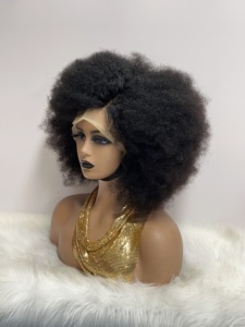 Pelucas Afro Rizadas Kinky con Encaje Frontal, Cabello Humano, Peluca Frontal de Encaje 13x4 para Mujeres Negras, Pre-Desplumada, Peluca Afro Rizada Grande y Voluminosa - Product Image 2
