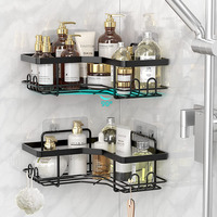 Étagère de rangement adhésive pour salle de bain, organiseur de douche, support auto-adhésif avec porte-savon
