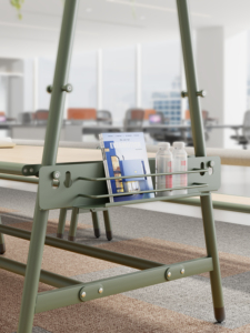 Table collaborative réglable en hauteur avec banc intégré, étagère de rangement, éclairage LED et chemin de câbles pour bureau moderne - Product Image 4