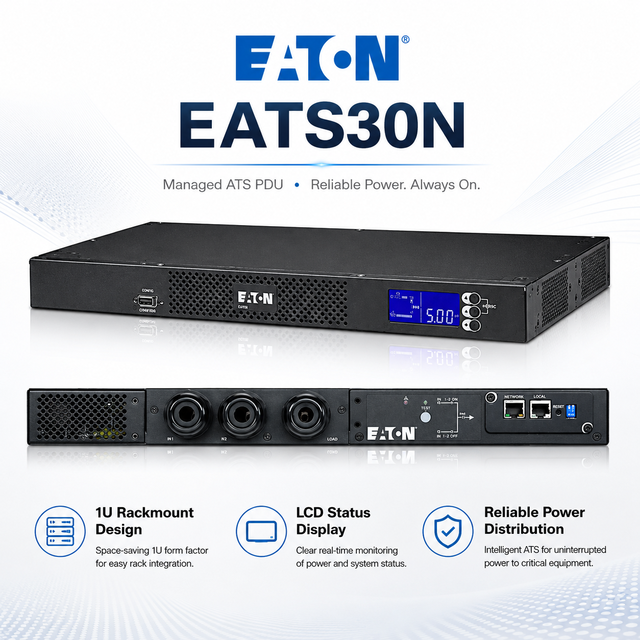High Quality Eaton STS Dual Power Input Automatic Transfer Switch EATS30N ATS Uninterrupted Switching 230V LCD User Interface 8