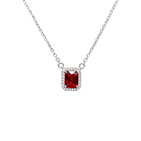 KAAN JEWELRY 925 Silber Damen rote Zirkon Anhänger Halskette, geeignet zum Verschenken oder Tragen bei Banketten.