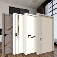Porte de chambre à coucher en bois massif moderne, imperméable, pré-montée, pour villa/hôtel, surface finie