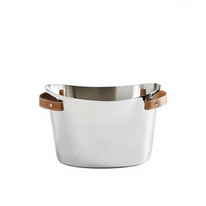 Large Capacity Stainless Steel Beverage Cooling Tub Metal <b>Ice</b> <b>Bucket</b> With Leather Handles Dishwasher Safe Event Party Supplies - Product Image 1