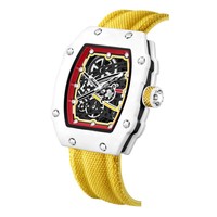 Skeleton Tonneau Men Quartz Relogio Masculino Jam Tangan Pria Hollow Dial Nylon Band Unik Fashion Tahan Air Jam Tangan Luminous