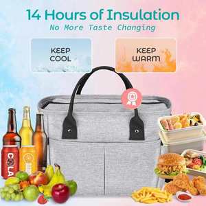 <b>Large</b> Tote Insulated Lunch Bag with Custom Logo Adult Casual Shoulder Strap Lunch <b>Box</b> for Women Side Pockets Water Bottle Holder - Product Image 3