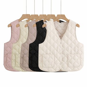 Nuevo <span class=keywords><strong>Chaleco</strong></span> de Plumón para Otoño e Invierno, Ligero, Cuello en V, Ajustado, Cálido, Color Sólido, para <span class=keywords><strong>Mujer</strong></span> - Product Image 1