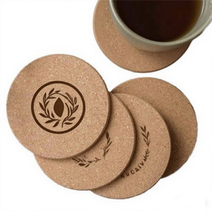 Sous-verres et sets de table en liège personnalisés avec logo, vente en gros, dessous de plat ronds en bois absorbants, isolants thermiques et antidérapants - Product Image 5