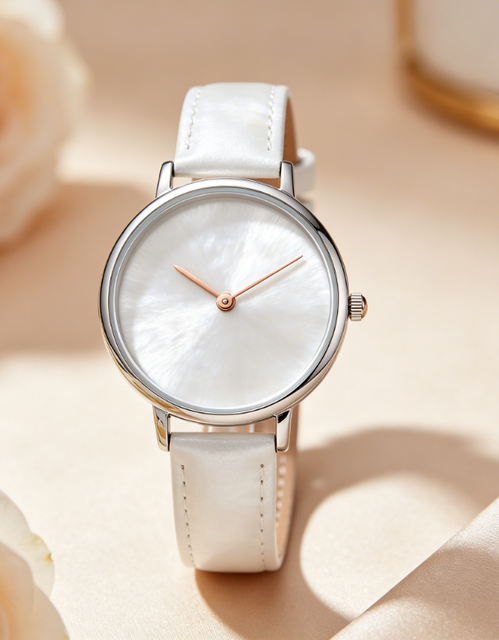 Custom Luxury Analog Quartz Watch with 20mm  Case and  Leather Strap