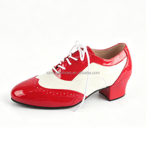 Zapatos de <span class=keywords><strong>Baile</strong></span> Personalizados para Hombre, Tacón de 4.5CM, Zapatos de <span class=keywords><strong>Baile</strong></span> Latinos de Microfibra Rojos y Blancos para <span class=keywords><strong>Salsa</strong></span>, con Suela de Goma - Product Image 1