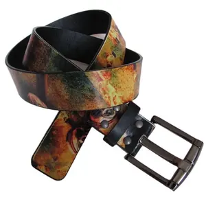 High quality customized fashion waterproof 3D transfer printed leather PU belt with pin buckle